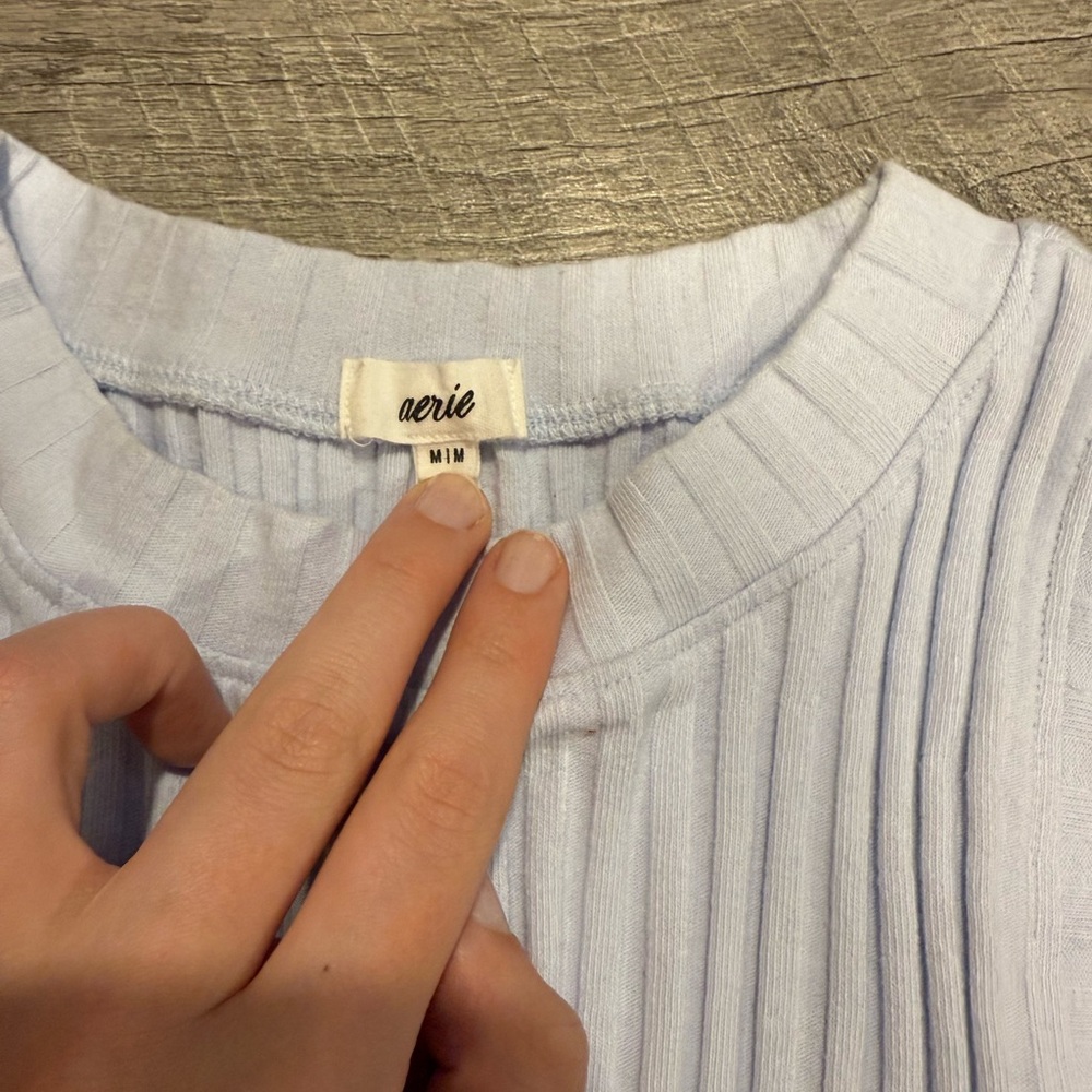 Aerie Soft Blue Ribbed Knit Top
